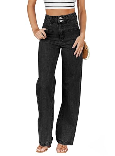 Image of Dokotoo Womens Jeans High Waisted Straight Leg Denim Ladies Trousers Black