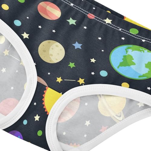 Wusikd Stars Comets Girls' Underwear Cotton Planets Girls Briefs Soft Toddler Underwear 5T4