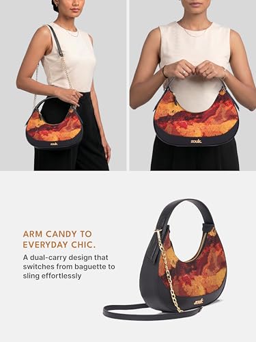 Image of ZOUK Women's Vanya Baguette | Crossbody Vegan Leather Sling Bag | Detachable Strap