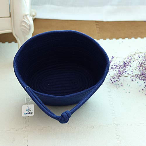 Iceblue 9.8''X5.9''X7''Royal Blue Oval Cotton Rope Over Wall Door Closet Window Hanging Storage Basket #TOP1
