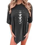 Tarotong Womens Oversized T Shirts Moon Phase Graphic Tees Summer Casual T-Shirt Plus Size Tops Moon XL