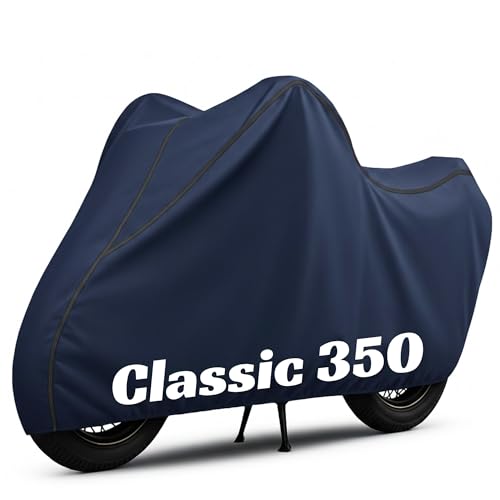 Image of 100% Waterproof Classic 350 Bike Cover for Rain & Sun | Heavy Polyester, UV Protection, Dustproof, Windproof & Scratch Resistant | Heat Resistant, Vehicle-Specific Fit (Blue)