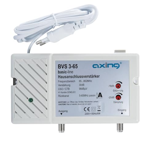 Axing BVS 3-65 Hausanschlussverstärker mit Rückkanal 5-65 MHz (30 dB, 85-862 MHz, 98 dBµV)