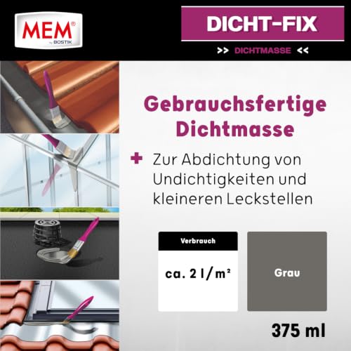 MEM Dicht-Fix Grau – 375 ml – Dichtmasse für Dach- & Flachdachreparaturen – Ansicht 2