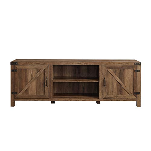 Walker Edison Georgetown Modern Farmhouse Double Barn Door Tv Stand For Tvs Up To 80 Inches, 70 Inch, Rustic Oak, Without Fireplace #TOP4