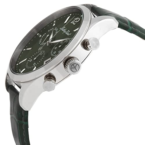 Mathey-Tissot Leather Swiss Made Green Dial Chronograph Analog Watch for Men - H411Chalv, Green Band - Image 2