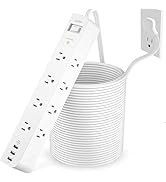 10FT Extension Cord Flat Plug Power Strip Surge Protector with 8 Widely AC Outlets and 3 USB Port...