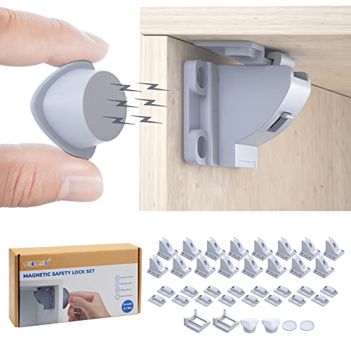 Image of TYRY.HU Upgraded Child Safety Magnetic Cabinets Locks(16 Locks+2 Key) for Kitchen Cupboards & Drawer,Invisible Baby Proofing Child Safety Locks with Key-No Drilling or Tools Required,Easy Installation