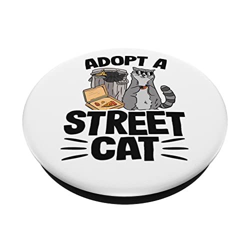 Adopt A Street Cat Trash Garbage Panda Raccoon PopSockets Swappable PopGrip, Black - Image 2