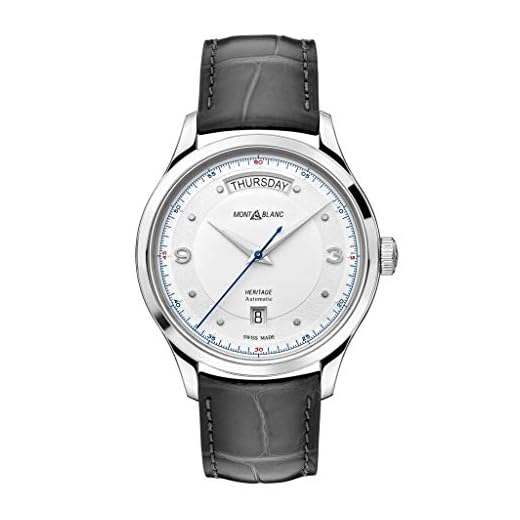 Montblanc orologio uomo Heritage Automatic Day Date 39mm Acciaio alligatore Grigio 119947