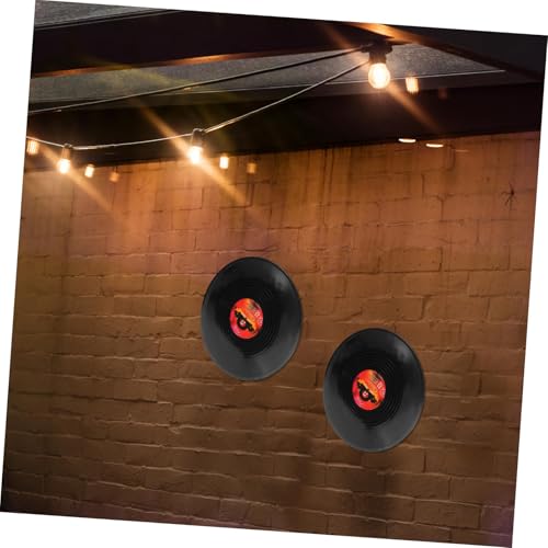 Image of Indusoire 2 Pcs Vinyl Records Decor, Fake Vinyl Records for Decoration, Retro Wall Art for Home, Music Room, Party, Vintage Aesthetic CD Decor