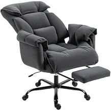 HOMCOM Executive Office Chair Comfy with Foot Rest, Reclining Swivel Computer Desk Chair with High Folding Back, Thick Cushion, Padded Armrest, Adjustable Height, Rolling Wheels, Dark Gray