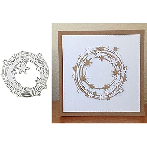 hinana Star Round Frame Metal Die Cuts,Star Ring Circle Star Vine Cutting Dies Cut Stencils for DIY ScrapbooKing Photo Decorative Embossing Paper Dies for ScrapbooKing Card MaKing Cover