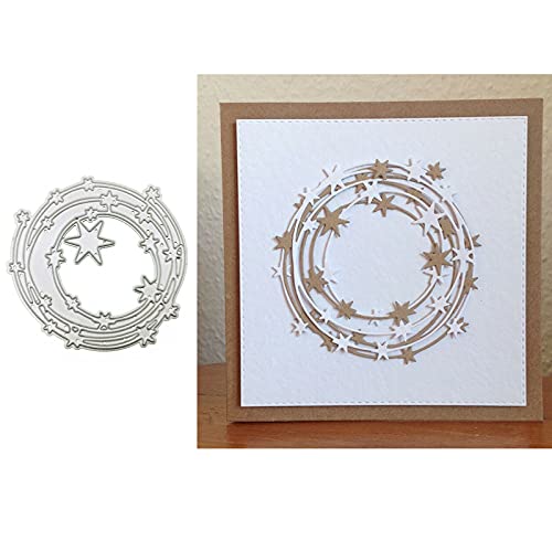 hinana Star Round Frame Metal Die Cuts,Star Ring Circle Star Vine Cutting Dies Cut Stencils for DIY ScrapbooKing Photo Decorative Embossing Paper Dies for ScrapbooKing Card MaKing