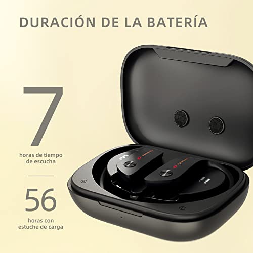 HAPPYAUDIO Bluetooth Headphones Wireless Earbuds with Earhooks 56h Playtime Bluetooth 5.3 Sport Earbuds with LED Display IP6 Waterproof for Running Workout