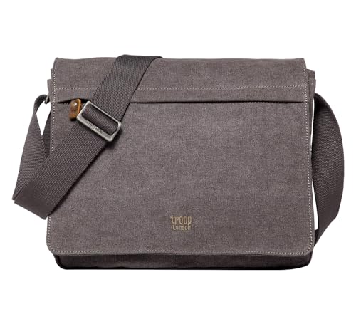 Troop London TRP0240 Classic Canvas Laptop Messenger Bag - Charcoal
