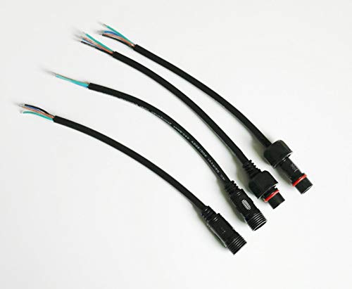 Gimax 10 sets Black 4 pins X 0.5mm2(about 20AWG) Male + Female LED Strip cable Connector Wire Waterproof Plug Cord accessories 40cm 4P