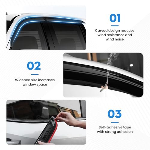 Image of Silverado Rain Guards - Window Visors for 2019-2025 2026 Chevrolet Chevy Silverado /GMC Sierra 1500 Crew Cab, Out-Channel Side Window Rain Guards for Silverado Accessories, 4PCS, Black