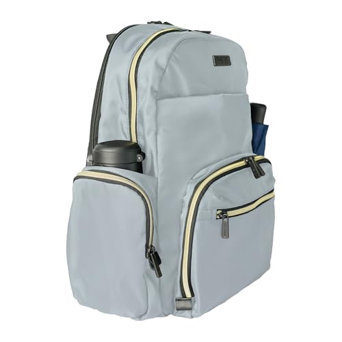 Image of Kenneth Cole REACTION Madison Square Lightweight Hardside Chevron Expandable Spinner Luggage, Slate, 2-Piece (20 inch Carry On + Sophie Backpack), Kenneth Cole Reaction Women's Madison Square Hardside