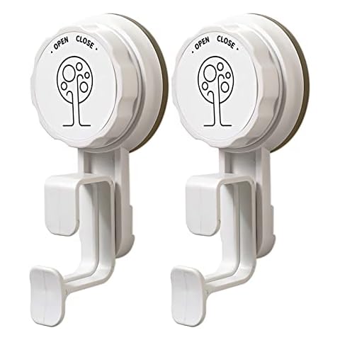 Mecmbj Suction Hooks, Heavy Duty Suction Hook, Removable Hook, Multi-Purpose Towel Suction Hook, Suction Cup Strong Hooks Powerful Vacuum Suction Cup Hooks for Bathroom and Kitchen (2 Pack, White) Cover