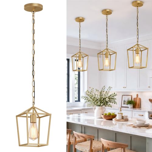 Phaosio Gold Pendant Lights Kitchen Island, Modern Farmhouse Light Fixture