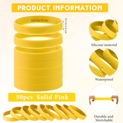 Liliful 50 Pcs Plain Silicone Rubber Bracelets Elastic Rubber Wristbands Blank Colored Bracelet Sports Rubber Bands For Stretch Wristband Wrist Bands For Women Men Party Gifts thumb #1
