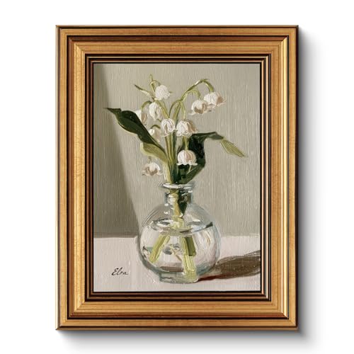 Vintage Floral Still Life Painting Framed Wall Art 8x10 Inch Canvas Print