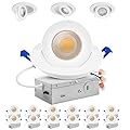 Adetu 4 inch Gimbal Led Recessed Lights, 360°+90° Adjustable Directional Recessed Lighting, 2700K/3000K/3500K/4000K/5000K Dimmable Retrofit Eyeball Can Lights with Jbox,ETL(White,12 Pack)