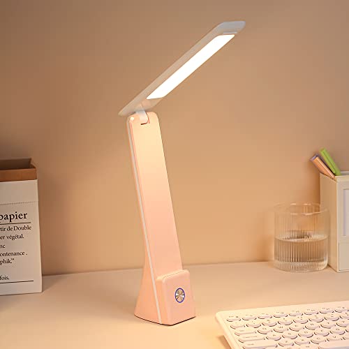 Cometmars Led Desk Lamp (Pink), Cordless Lamp With 3 Lighting Modes, Rechargeable Reading Lamp With Adjustable Arm & Usb Charge Port, Foldable Eye Caring Table Light For Home Office Study #TOP4