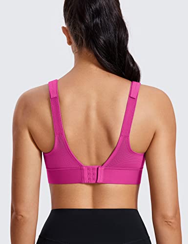 Image of SYROKAN Womens' Sports Bra High Impact Support Zip Front Adjustable Large Bust Racerback Wirefree Padded