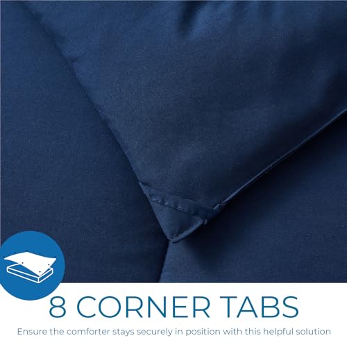 Image of Nestl Quilted Down Alternative Comforter - Queen Size, All Season Navy Duvet Insert with Corner Tabs