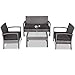 Produktbild Casaria® Polyrattan Gartenmöbel mit Bank Tisch 2 Stühle inkl. Auflagen Sicherheitsglas Wetterfest Modern Outdoor Terrasse Balkon Möbel Lounge Set Grau