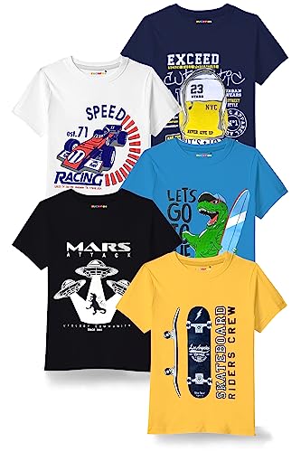 Kuchipoo Boys Regular Fit Cotton T-Shirt (KUC-TSHRT-149-7-8 Years, Multi-Colored)