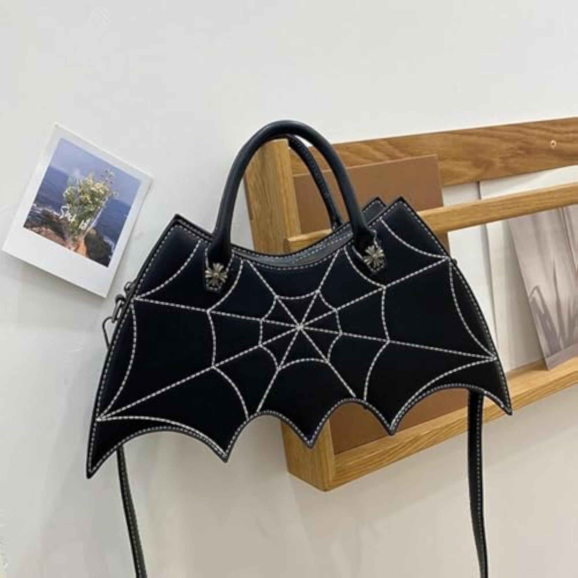 Bat Shaped Crossbody Bag for Outdoor Vacation & Work, Black