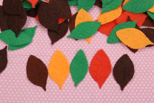 Image of YYCRAFT Pack of 200PCS Felt Autumn Leaf St. Patrick's Day Appliques /Craft,5 Colors