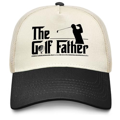 Image of Over Par and Under The Influence Golf Hat - Funny Golf Gag Gifts for Men & Dad | Adjustable Vintage Trucker Baseball Cap
