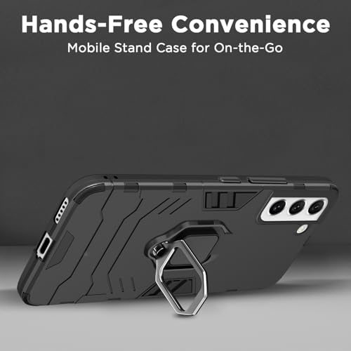 Image of Pikkme Back Cover for Samsung Galaxy S21 Fe 5G | 360 Protection | Ring Holder | Kickstand | Tough Armor Case (Black)
