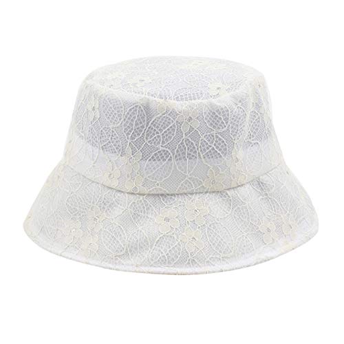 Summer Lace Bucket Hat Female Elegant Sun Caps Breathable Mesh Sunscree Foldable Fisherman Hats White #TOP7
