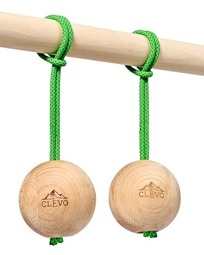 CLEVO - Hangball Kletterkugeln für Griffkraft Training – Boulder Zubehör & Trainingsgerät – Kugeln aus Holz für Fingerkraft – Griffbälle & Klettergriffe für Ninja Warrior & Klimmzüge