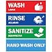 Wash, Rinse, Sanitize Sink Labels - Ideal for 3 Compartment Sink - 2.75" x 9" - Perfect Sticker Signs for Restaurants, Commercial Kitchens, Food Trucks, Bussing Stations, Dishwashing or Wash Station