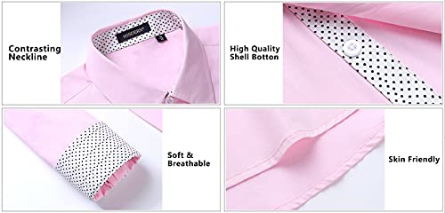 Image of HISDERN Mens Dress Shirts Long Sleeve Button Down Casual Shirts for Men Inner Contrast Formal Business Tuxedo Wedding Shirt