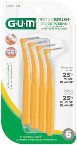 GUM - Go-Between Angular Cepillos Interdentales con Forma Angulada y Cerdas Antibacterianas - Limpieza Precisa en Zonas de Difícil Acceso - Paquete con 4 Piezas