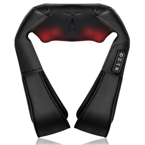Medcursor Coussin de Massage du Cou avec Chaleur, Masseur Shiatsu pour Tissu Profonde, Coussin de Massage 3D pour Épaules et Dos avec...