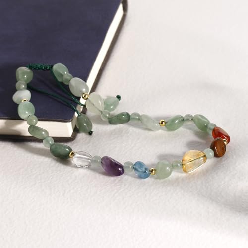 Image of 7 Chakra Crystals and Stones Anklet Irregular Tumbled Gems Beaded Ankle Bracelets for Women Spiritual Energy Meditation Yoga Healing Jewelry Mom's Gifts