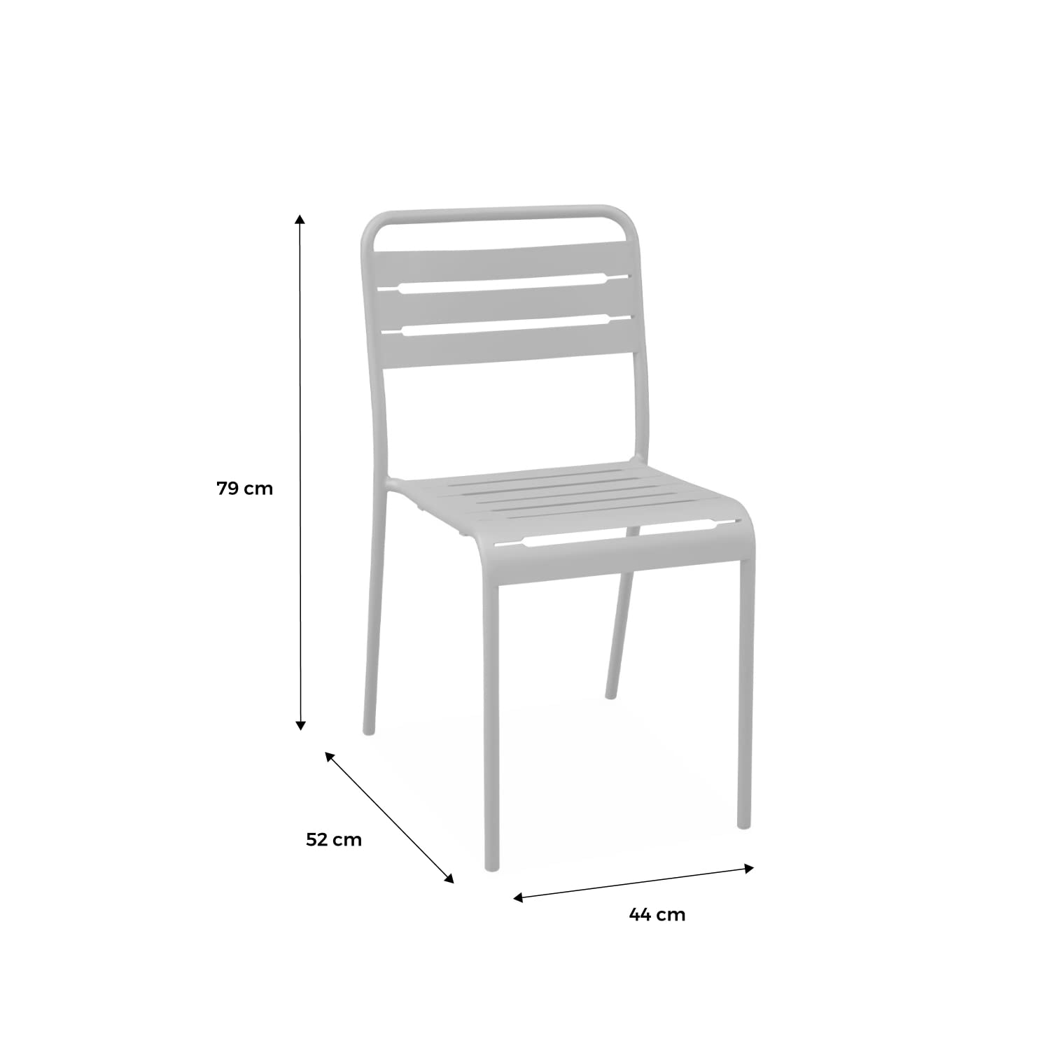 Alice's Garden - Lot de 4 chaises de Jardin Acier. 4 Places. Anthracite. Amelia. L44 x P52 x H79cm