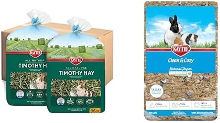 Kaytee All Natural Timothy Hay, 12 lb Clean & Cozy Natural Extreme Odor Bedding, 40 Liter Bundle