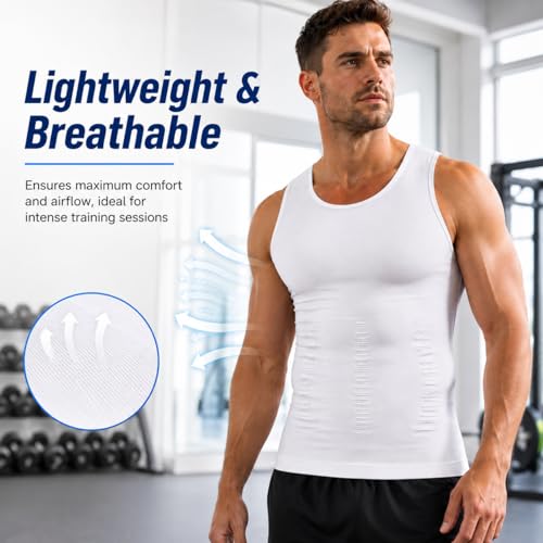 Image of Gynecomastia Compression Shirts, Mens Slimming Body Shaper Vest, Tummy Control Undershirts
