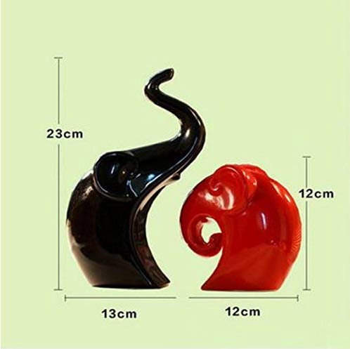 Gwill 2 pezzi carino nero rosso amore elefante ceramica artigianato forniture animali statua sculture ornamenti moda casa soggiorno arredamento regali di nozze artigianato