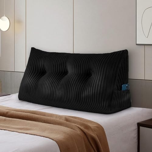 SLIGUY Large Headboard Wedge Pillow 40x8x20 Black