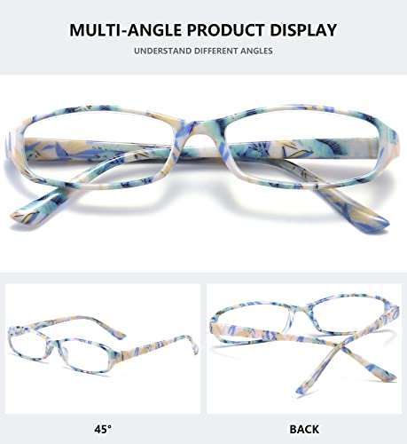 MAGIMODAC Women Reading Glasses Anti Blue Light Blocking Floral Leopard Print Eyeglasses Readers with Spring Hinge Stylish (Light BLue - Image 3